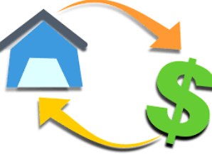 arrow from house and dollar sign