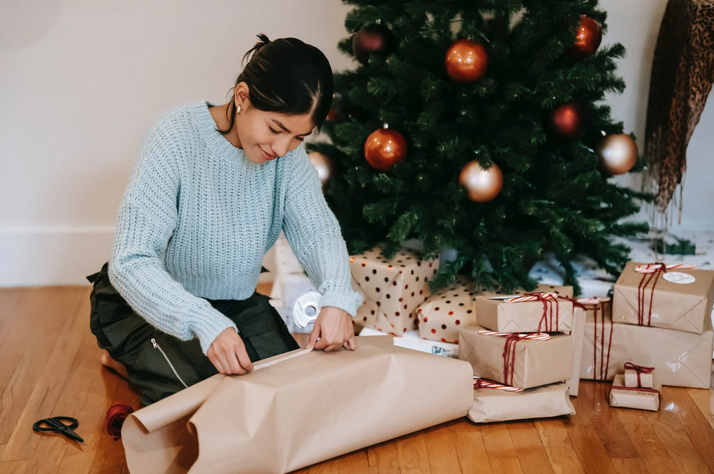 a woman with gifts